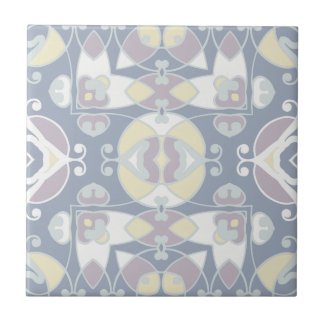 Pastel Soft Purple And Yellow Ethnic Pattern  Ceramic Tile