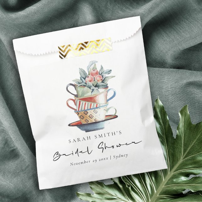 Pastel Soft Stacked Cups Bridal Shower Tea Party Favor Bag (Creator Uploaded)