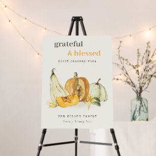 Pastel Soft Watercolor Floral Pumpkin Thanksgiving Foam Board