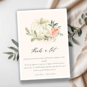 Pastel Soft White Pumpkin Blush Floral Wedding Tha Thank You Card