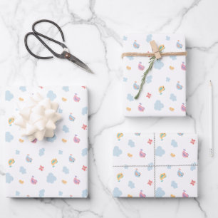 Pastel Songbirds & Clouds Pattern Wrapping Paper Sheets