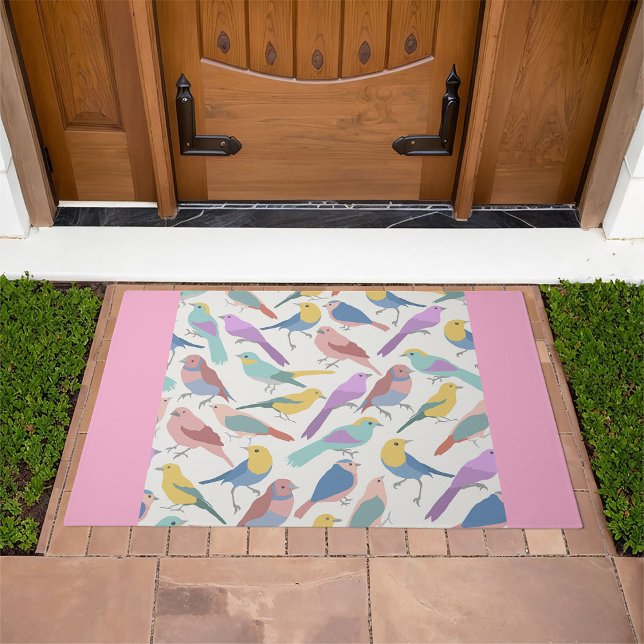 Pastel Songbirds Pattern Cute Watercolor Birds Doormat (Creator Uploaded)