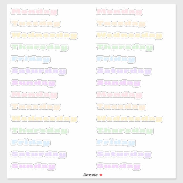 Pastel Sorbet Days of the Week Sticker Sheet (Sheet)