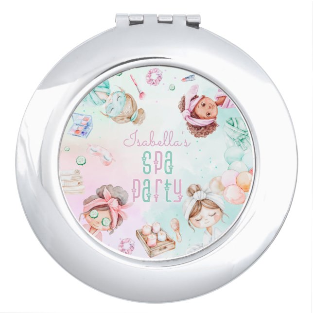 Pastel Spa Birthday party favors Compact Mirror (Front)