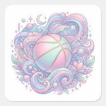 Pastel Space Basketball Aesthetic Sticker