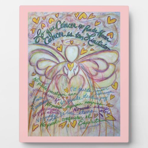 Pastel Spanish Cancer Angel Painting Poem Plaque