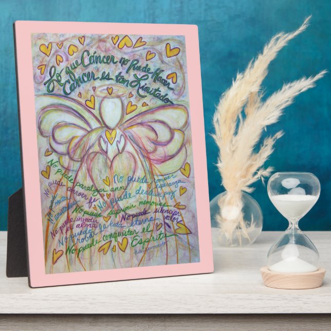 Pastel Spanish Cancer Angel Painting Poem Plaque (Side)