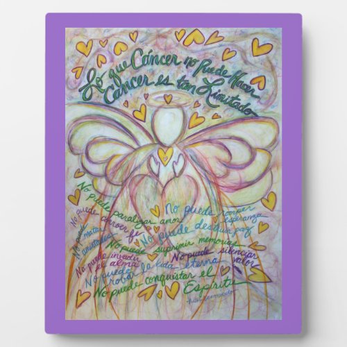 Pastel Spanish Cancer Angel Painting Poem Plaque