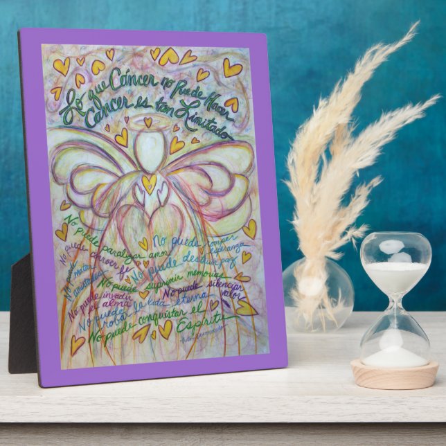 Pastel Spanish Cancer Angel Painting Poem Plaque (Side)