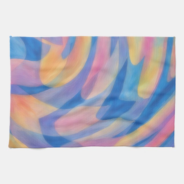 Pastel Spills Artsy Abstract Kitchen Towel (Horizontal)