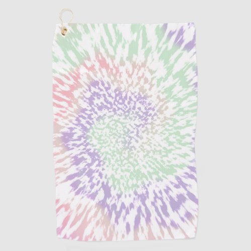 Pastel Spiral Shibori Floral Tie Dye Hippie Retro  Golf Towel