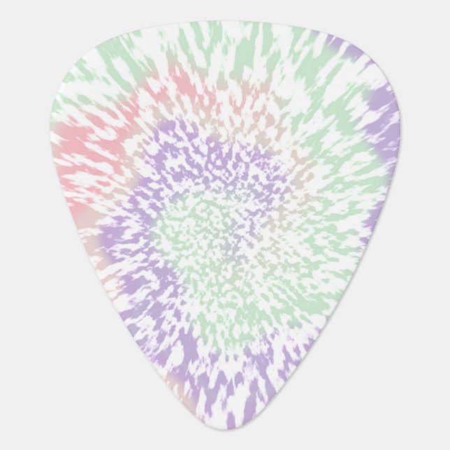 Pastel Spiral Shibori Floral Tie Dye Hippie Retro Guitar Pick (Front)