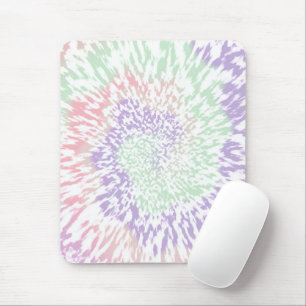 Pastel Spiral Shibori Floral Tie Dye Hippie Retro Mouse Pad