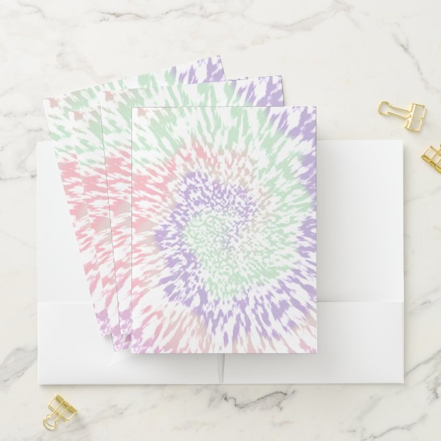 Pastel Spiral Shibori Floral Tie Dye Hippie Retro Pocket Folder (In Situ)