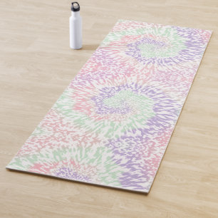 Pastel Spiral Shibori Floral Tie Dye Hippie Retro Yoga Mat