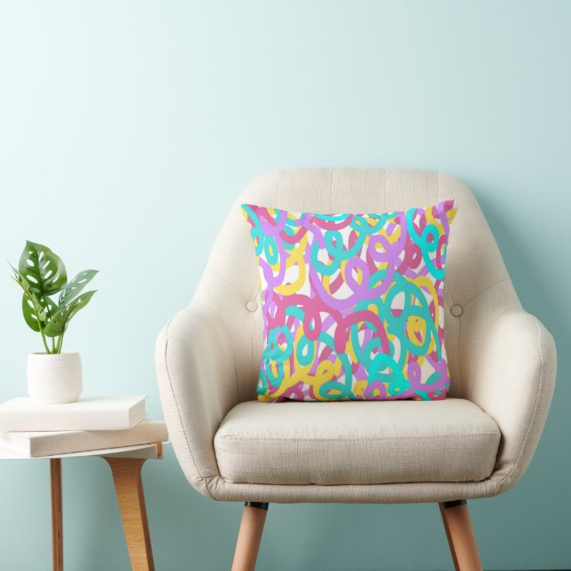Pastel Spirals Abstract Print  Throw Pillow (Chair)