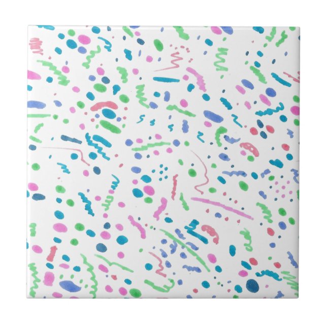 Pastel Splatter Confetti Print Ceramic Tile (Front)