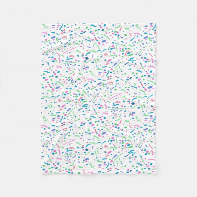 Pastel Splatter Confetti Print Fleece Blanket (Front)