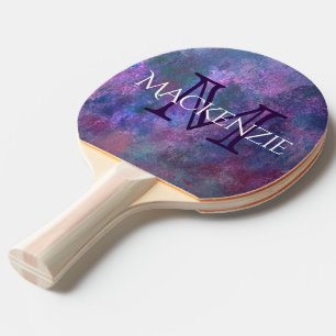 Pastel Splatter Pink Purple Blue Green Monogram Ping-Pong Paddle