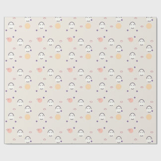 Pastel Spooky Coast Ghost Pattern Wrapping Paper