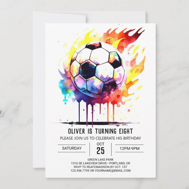 Pastel Sports Printable Kids Birthday Invitation (Front)
