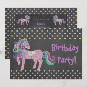 PASTEL SPOT UNICORN BIRTHDAY PARTY CHALKBOARD INVITATION