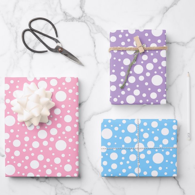 Pastel Spots Wrapping Paper Sheet Set (Front)
