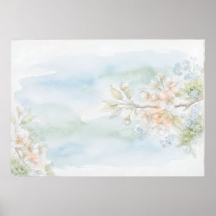 Pastel Spring Blossom Branch Watercolor Poster