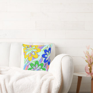 Pastel Spring Blossoms Double-Sided Throw Pillow