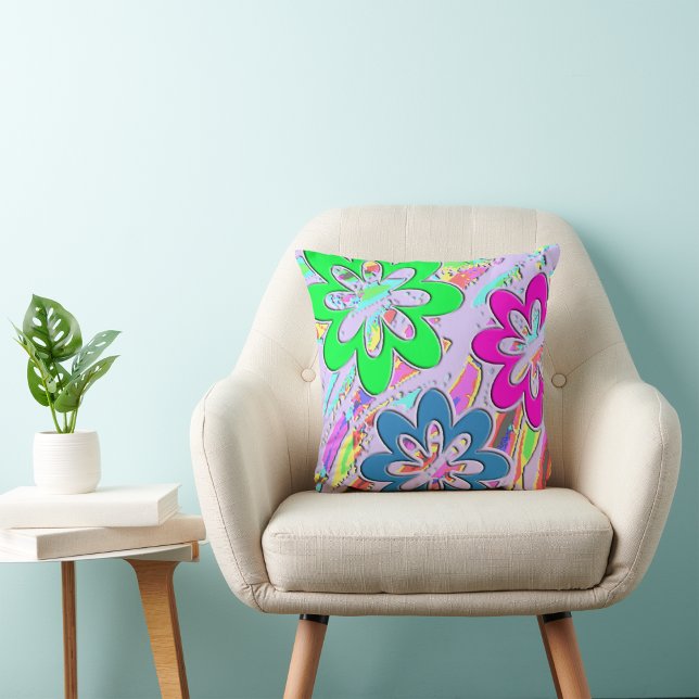 Pastel Spring Blossoms Double-Sided Throw Pillow (Creator Uploaded)