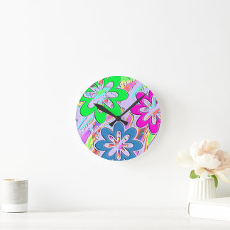 Pastel Spring Blossoms  Round Clock