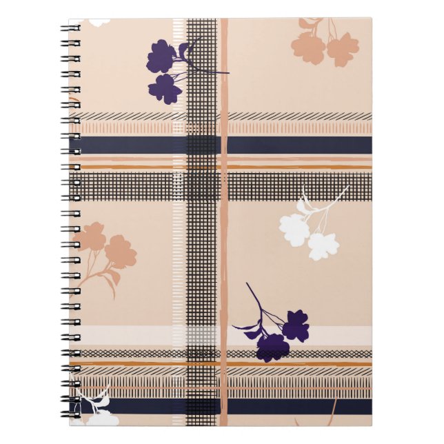 Pastel Spring Branch: Checkered Vintage Grid Notebook (Front)