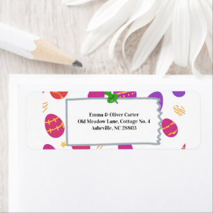  Pastel Spring Bunny Playful Easter Egg Pattern Label