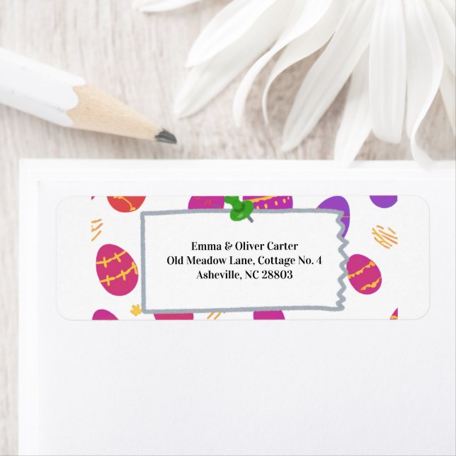  Pastel Spring Bunny Playful Easter Egg Pattern Label (Insitu)