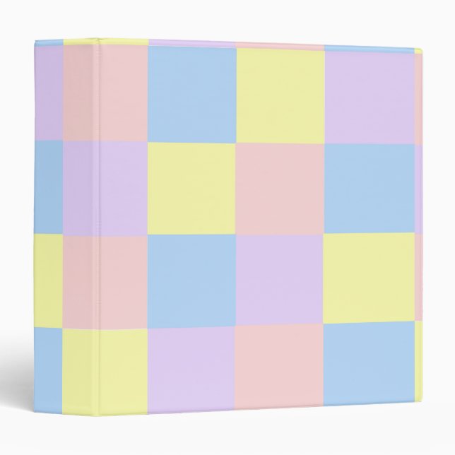 Pastel Spring Checkers 3 Ring Binder (Front/Spine)