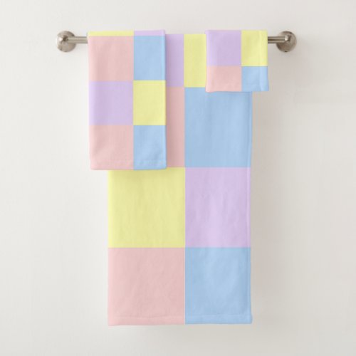 Pastel Spring Checkers Bath Towel Set