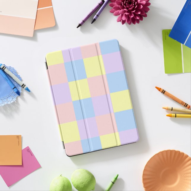Pastel Spring Checkers iPad Pro Cover (Desk)