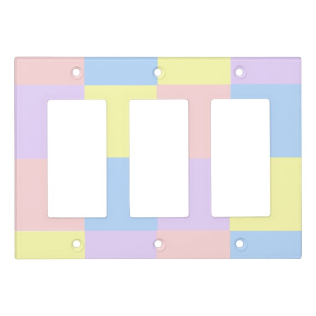 Pastel Spring Checkers Light Switch Cover (Front)