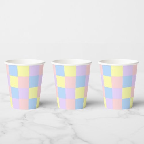 Pastel Spring Checkers Paper Cups