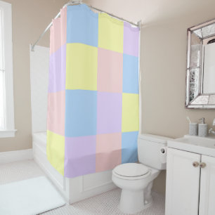 Pastel Spring Checkers Shower Curtain
