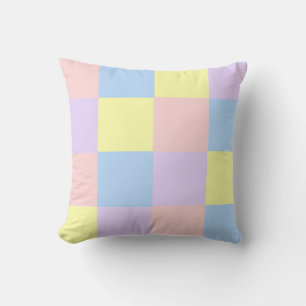 Pastel Spring Checkers Throw Pillow