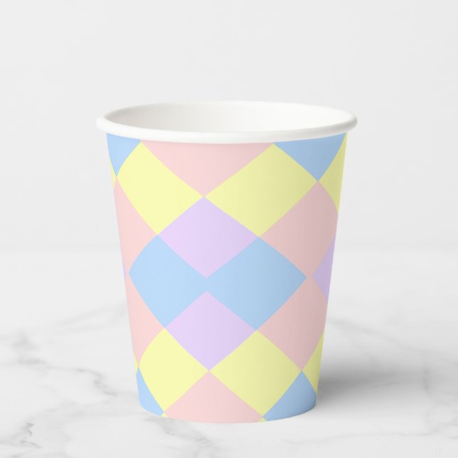 Pastel Spring Colors Argyle  Paper Cups (Front)