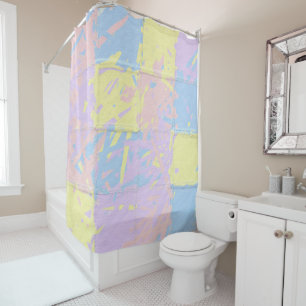 Pastel Spring Colors Paint Splatter Shower Curtain