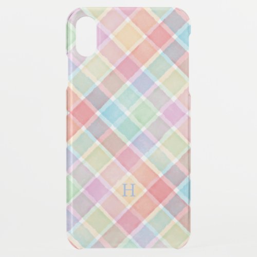 Pastel spring colors plaid pattern iPhone XS max case