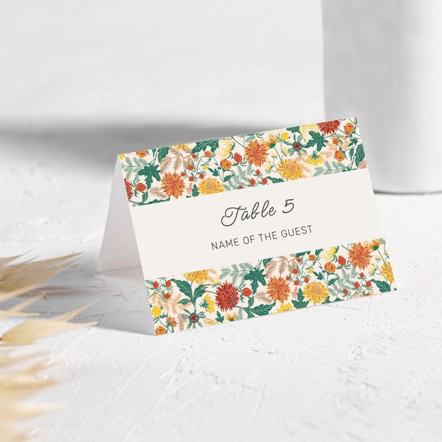 Pastel Spring Dahlia Flowers Wedding Place Card (Creator Uploaded)