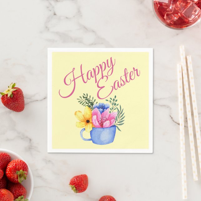 Pastel Spring Floral Arrangement Napkins (Insitu)