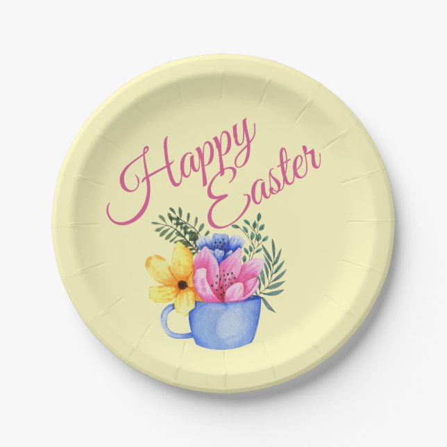 Pastel Spring Floral Arrangement Paper Plates (Front)
