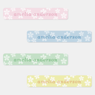 Pastel Spring Floral Custom Waterproof Name Labels