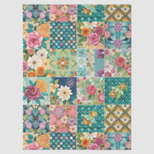 Pastel Spring Floral Patchwork Decoupage Paper