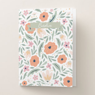 Pastel Spring Floral Pattern Pocket Folder